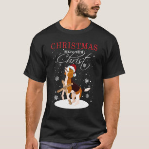 T-shirt Noël beagle Commence Avec Le Christ