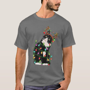 T-shirt Noël Black Cat Reindee Antlers Catmas Femmes