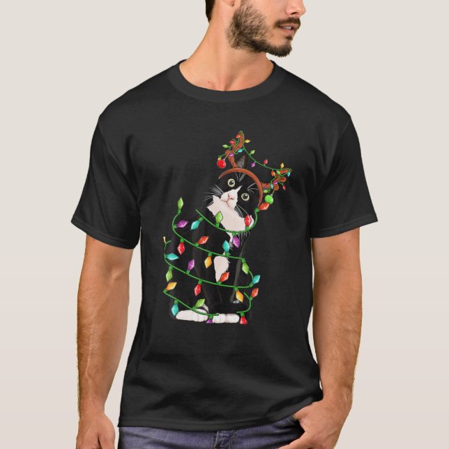 T-shirt Noël Black Cat Reindee Antlers Catmas Femmes (Devant)