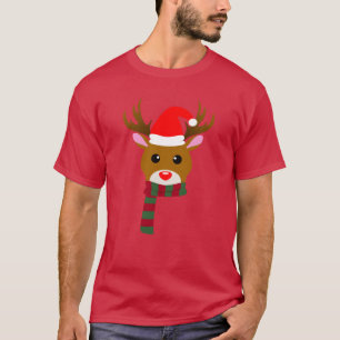 T-shirt Noël blanc Rudolph le renne à nez rouge