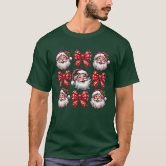 T-shirt Noël Bow Père Noël Noël Noël Retro girl