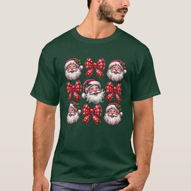 T-shirt Noël Bow Père Noël Noël Noël Retro girl (Devant)
