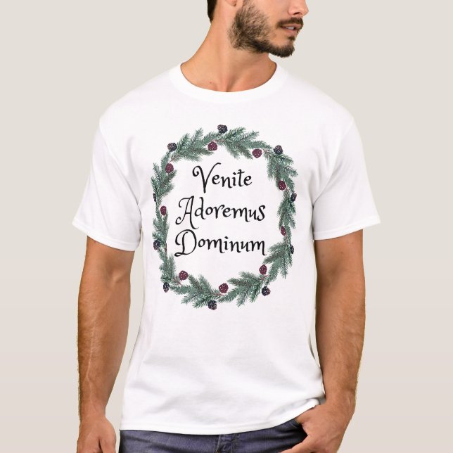 T-shirt Noël Carol Venite Adoremus Dominum Masse latine (Devant)