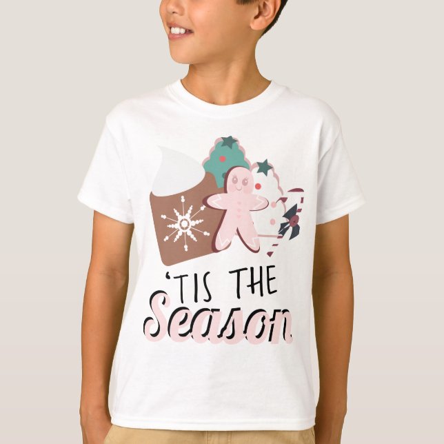 T-shirt Noël C'est la saison Cookies Chocolat chaud (Devant)