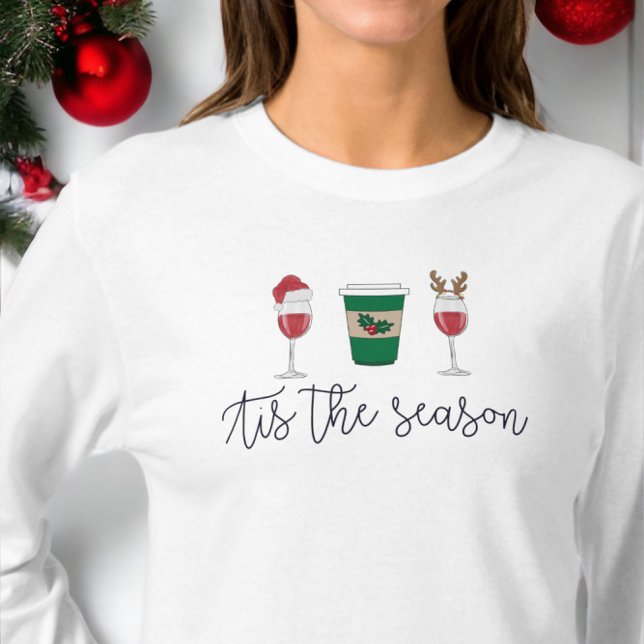 T-shirt Noël C'est la saison Vins Café Père Noël Vacances (Créateur téléchargé)