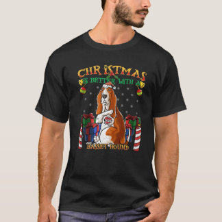 T-shirt Noël, c'est mieux avec le Hound de Basset Père Noë