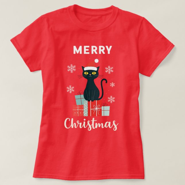 T-shirt Noël Chat Joyeux Noël (Design devant)