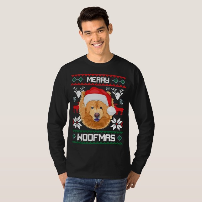 T-shirt Noël Chow Chow Joyeux Woofmas (Devant entier)