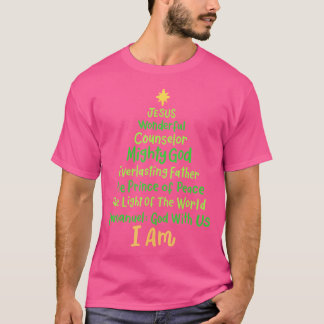 T-shirt Noël chrétien Jésus Bible Noms Noël Arbre Sh