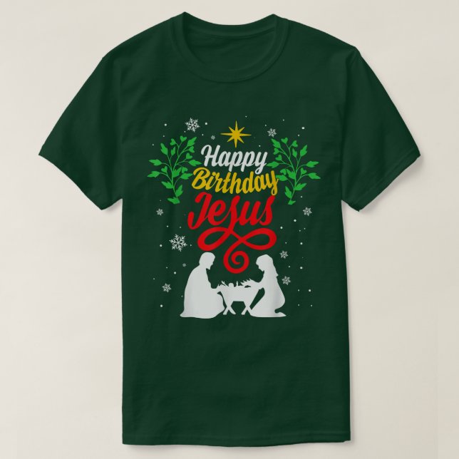 T-shirt Noël chrétien Joyeux Anniversaire Jésus tenue Ho (Design devant)