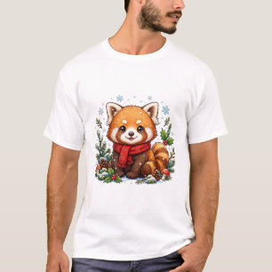 T-shirt Noël Chute de Neige Panda Roux
