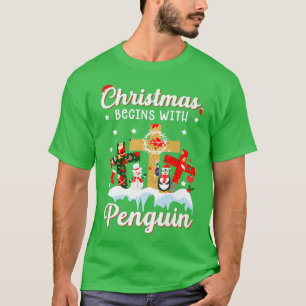 T-shirt Noël Commence Avec Un Activiste Animal De Pingouin