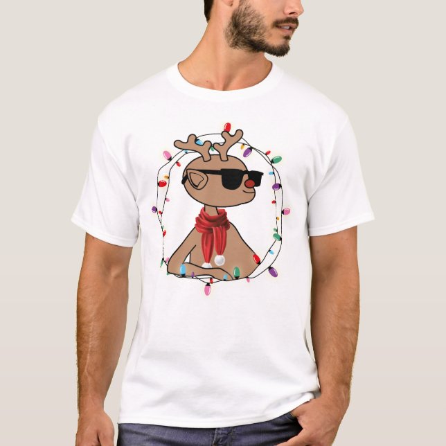 T-shirt Noël Cool de vacances moderne Reindee (Devant)