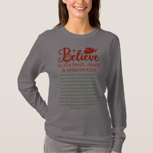 T-shirt Noël Croire Jésus Gris Rouge Vert Longues Manches