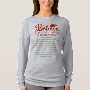T-shirt Noël Croire Jésus Lumineux Gris Long Manche