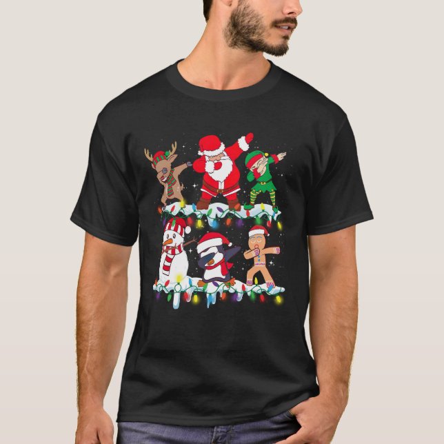 T-shirt Noël Dabbing Père Noël Elf Et Amis Garçons Enfants (Devant)
