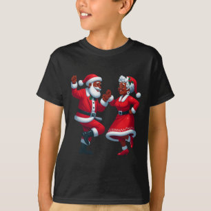 T-shirt Noël Dancing Black African American Père Noël Mme.