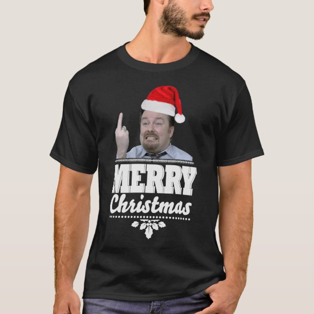 T-shirt Noël David Brent Ricky Gervais Funny &x27 ; On  (Devant)