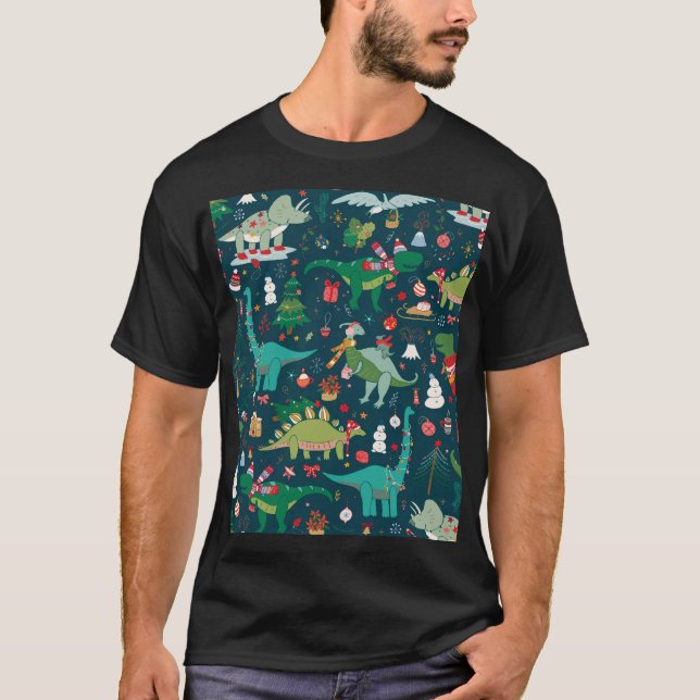 T-shirt Noël de Dinosaur : Bonne année (Devant)