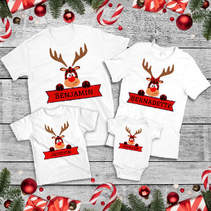 T-shirt Noël de Famille Assorti Buffalo Carreaux Renne