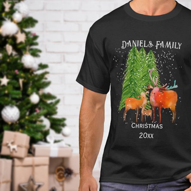 T-shirt Noël de la famille des cerfs (Créateur téléchargé)