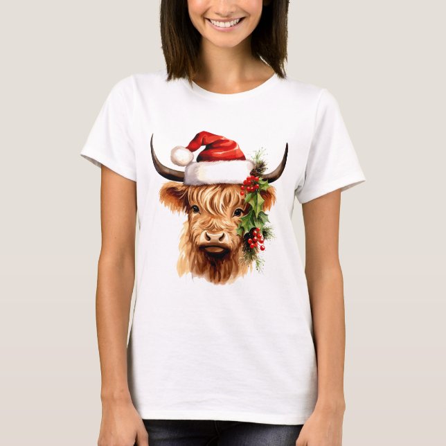 T-shirt Noël de la vache Hayland : Décor unique (Devant)