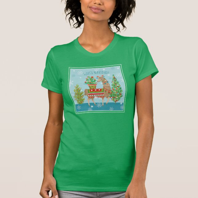 T-shirt Noël de lamas de Navidad | d'ouatine beau (Devant)