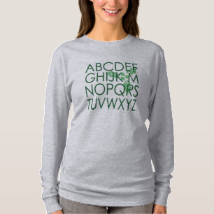 T-shirt Noel de Noël intelligent (No L) Alphabet Vert Holl