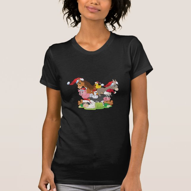 T-shirt Noël des animaux de ferme (Devant)