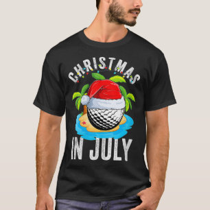 T-shirt Noël des femmes en juillet Golf Ball Santa Hat Sum