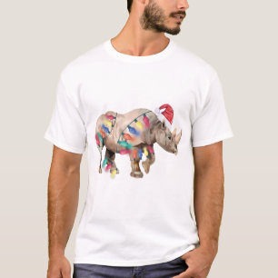 T-shirt Noël des lumières de Noël des rhinocéros de P