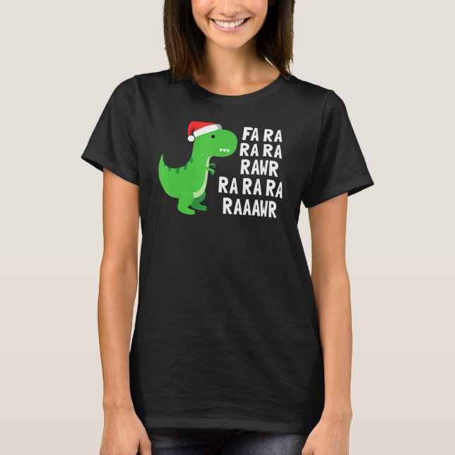 T-shirt Noël Dinosaur Rex Fa Ra Ra Rawr Xmas Kids Bo (Devant)