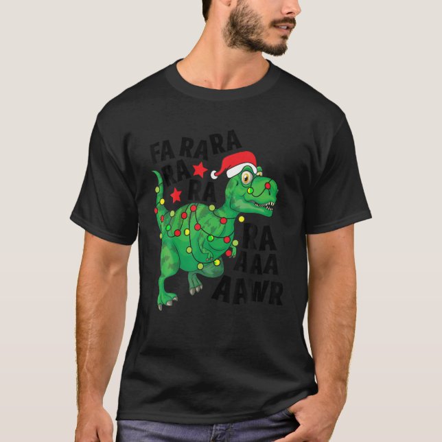T-shirt Noël Dinosaure Santa Hat Fa Ra Rawr T Rex X (Devant)