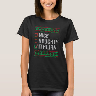 T-shirt Noël Doux moche Nice Naughty Italien Christ