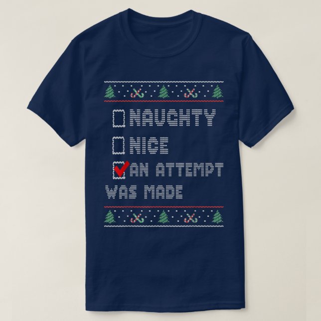 T-shirt Noël Doux, Naughty Ou Joli Noël (Design devant)