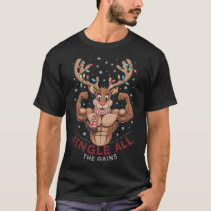 T-shirt Noël drôle de Rennes Gym Workout Jingle All Th