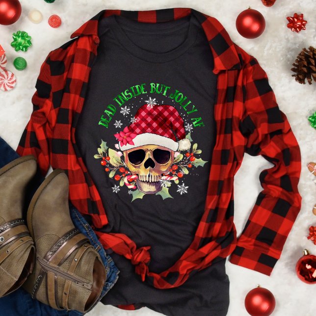 T-shirt Noël drôle, mais Jolly Af Skull (Créateur téléchargé)