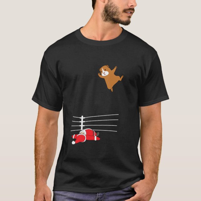 T-shirt Noël drôle Noël Noël Noël lutte Père Noël et Gui (Devant)