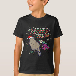 T-shirt Noël Drôle Panda Racoon Détruit S'enivre Xm
