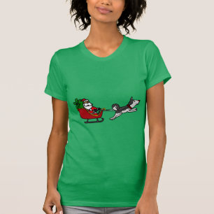 T-shirt Noël drôle Sleigh avec la traction enrouée de
