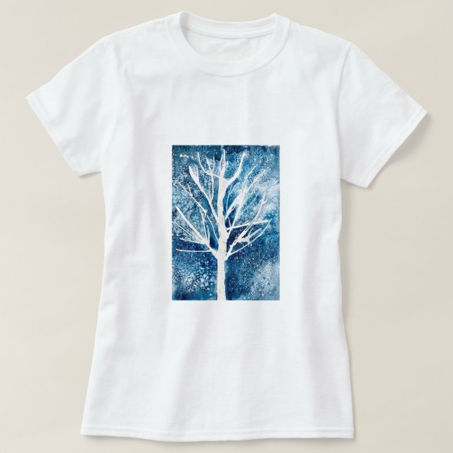 T-shirt Noël du bouleau blanc d'hiver (Design devant)