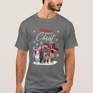 T-shirt Noël du cheval commence avec le Christ Bullmastiff