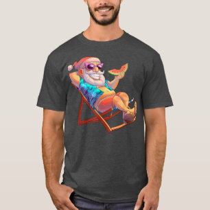 T-shirt Noël du Père Noël en juillet Vacances d'été Hawa