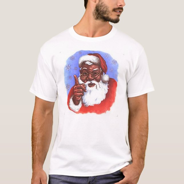 T-shirt Noël du Père Noël noir afro-américain (Devant)