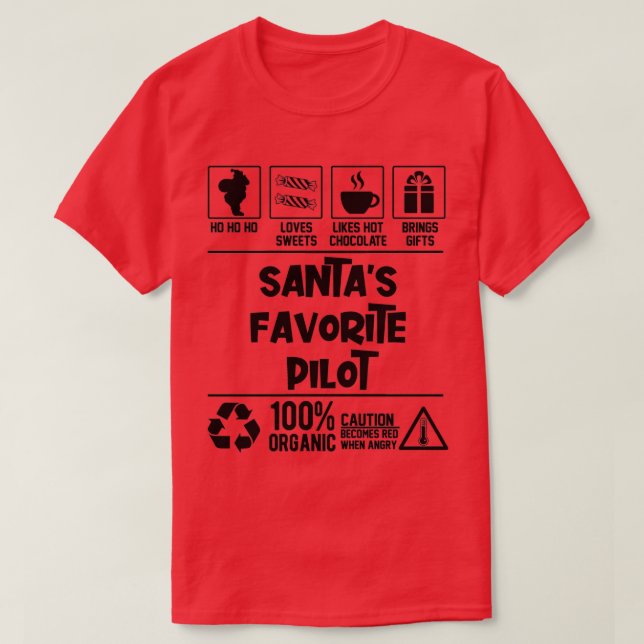 T-shirt Noël du pilote favori de Santas (Design devant)