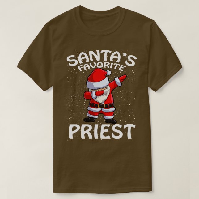 T-shirt Noël du prêtre favori de Santas (Design devant)