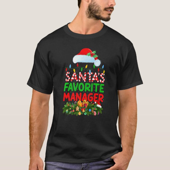 T-shirt Noël Éclairage Père Noël S Gestionnaire favori Noë (Devant)