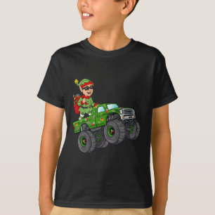 T-shirt Noël Elf équitation Monster Camion Garçons Enfants