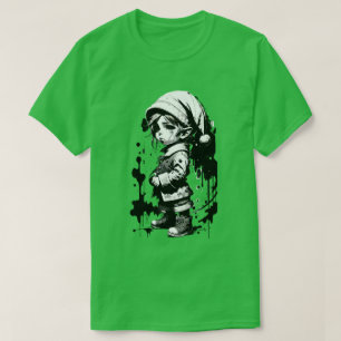 T-shirt Noël Elf Noir & Blanc Encre Noire