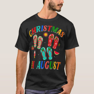 T-shirt Noël En Août Flip Flops Famille Vacat Été